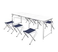 Table Pliable de Camping Hauteur Réglable avec 6 tabourets