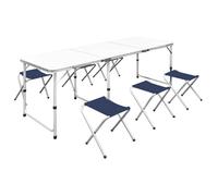 vidaXL Table pliante de camping Hauteur ajustable avec 6 tabourets jardin