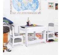 vidaXL Table pour Enfants avec 2 Chaises Ensemble de Meubles Table et Chaise pour Enfants Chambre Salon Maison Intérieur 80283 Blanc G