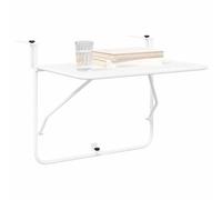 vidaXL Table Suspendue de Balcon Blanc 60 x 39 x 65 cm Acier, Table de Jardin et Balcon, Moderne, Robuste, Pliable, Suspendue, Gain de Place, Meuble Multifonction extérieur