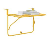 vidaXL Table Suspendue de Balcon Moutarde 60 x 39 x 65 cm Acier, Table de Jardin et Balcon, Moderne, Robuste, Pliable, Suspendue, Gain de Place, Meuble Multifonction extérieur
