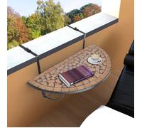 vidaXL Table de balcon suspendue demi-circulaire terre cuite mosaïque