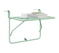 vidaXL Table Suspendue de Balcon Vert Menthe 60 x 39 x 65 cm Acier, Table de Jardin et Balcon, Moderne, Robuste, Pliable, Suspendue, Gain de Place, Meuble Multifonction extérieur