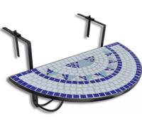vidaXL Table suspendue pour balcon Mosaïque bleue et blanche
