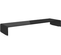 vidaXL Table TV/rehausse d'écran en verre noir 110x30x13 cm