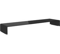 vidaXL Table TV/rehausse d'écran en verre noir 120x30x13 cm