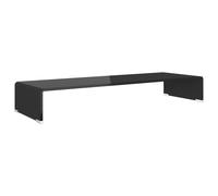 vidaXL Table TV/rehausseur d'écran verre noir 90x30x13 cm