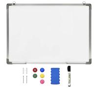vidaXL Tableau blanc magnétique mural 70x50 cm acier blanc – Effaçable à sec, montage inclus