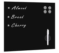 vidaXL Tableau Noir Magnétique Mural Tableau d'Ecriture Panneau Effaçable Ecole Bureau Maison Matériel de Montage Inclus Noir Verre 50x50 cm