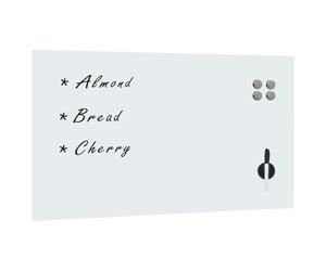 vidaXL Tableau Noir Magnétique Mural Tableau d'Ecriture Panneau Effaçable Ecole Bureau Maison Matériel de Montage Inclus Blanc Verre 120x60 cm