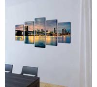 vidaXL Tableaux Décoration Set Brooklyn Bridge Vue sur le lac 200 x 100 cm