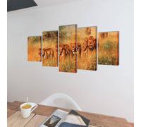 vidaXL Tableaux Décoration Set Lions 100 x 50 cm