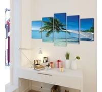 vidaXL Tableaux Décoration Set Plage avec palmiers 200 x 100 cm