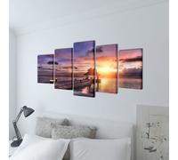 vidaXL Tableaux Décoration Set Plage avec Pavillon 100 x 50 cm