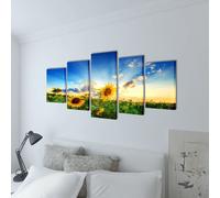 vidaXL Tableaux Décoration Set Tournesols 200 x 100 cm