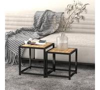 vidaXL Tables à thé 2 pcs MDF Noir et jaune331656 Brun G