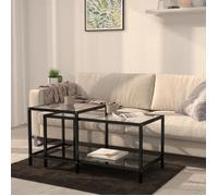 vidaXL Tables à thé 2 pcs Verre trempé Noir 331614