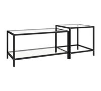 Tables à Thé 2 pcs Tables Gigognes Tables Basses Tables d'Appoint Bout de Canapé Salon Salle de Séjour Intérieur Verre Trempé Transparent