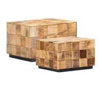 vidaXL Tables basses 2 pcs avec design de blocs Bois de manguier brut