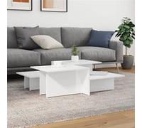 vidaXL Tables basses 3216155 – 2 pièces, bois d'ingénierie, blanc brillant