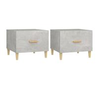 Vidaxl Tables Basses 2 Pcs Gris Béton 50x50x40 Cm Bois D'ingénierie Marron