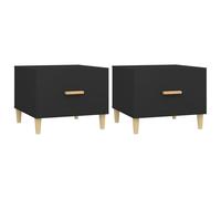 Vidaxl Tables Basses 2 Pcs Noir 50x50x40 Cm Bois D'ingénierie Marron