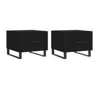 Vidaxl Tables Basses 2 Pcs Noir 50x50x40 Cm Bois D'ingénierie Marron