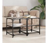 vidaXL Tables basses avec dessus en verre noir 2 pcs 40x40x45 cm acier, table d'appoint, table de salon, table à thé, bout 846005 Noir G