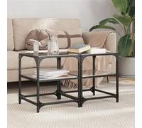 vidaXL Tables basses avec dessus en verre noir 2 pcs 40x40x45 cm acier