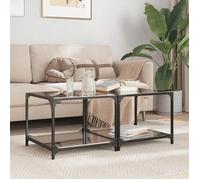 vidaXL Tables basses avec dessus en verre noir 2 pcs 50x50x40 cm acier