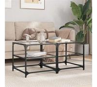 Tables basses avec dessus en verre transparent 2 pcs acier, table d'appoint, table de salon, table à thé, bout de 846007