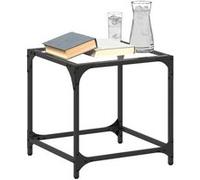 vidaXL Tables basses avec dessus en verre transparent 2 pcs acier, table d'appoint, table de salon, table à thé, bout de 845959 Noir G