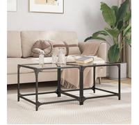 vidaXL Tables basses avec dessus en verre transparent 2 pcs acier, table d'appoint, table de salon, table à thé, bout de 845967