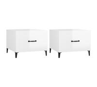 Tables basses avec pieds métal 2 pcs Blanc brillant 50x50x40 cm