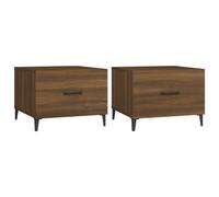 Vidaxl Tables Basses Avec Pieds En Métal 2 Pcs Chêne Marron 50x50x40cm Marron