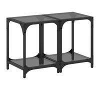Vidaxl Tables Basses Avec Dessus En Verre Noir 2 Pcs 30x30x40 Cm Acier Noir