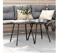 vidaXL Tables basses de jardin 2pcs rondes noir acier enduit de poudre, table de jardin, table de patio, meuble de patio, 4008112