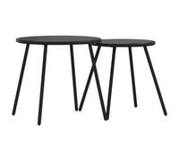 vidaXL Tables Basses de Jardin 2pcs Rondes Noir Acier Enduit de Poudre, Table de Jardin, Table de Patio, Meuble de Patio, Table d'extérieur