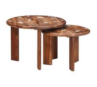 vidaXL Tables gigognes 2 pcs Multicolore Bois récupéré massif 50x50x40 cm