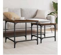 Tables Basses Gigognes 2 pcs, Tables d'Appoint, Tables de Chevet, Meubles de Salon Chambre, Industriel, Chêne Marron Bois d'Ingénierie