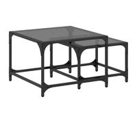Vidaxl Tables Basses Gigognes 2 Pcs Dessus En Verre Noir Acier Noir