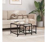 vidaXL Tables Basses gigognes 2 pcs Dessus en Verre Transparent Acier, Table gigogne, Table gigogne Moderne, Table empilable, Table d'appoint gigogne