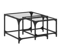 vidaXL Tables Basses gigognes 2 pcs Dessus en Verre Transparent Acier, Table gigogne, Table gigogne Moderne, Table empilable, Table d'appoint gigogne