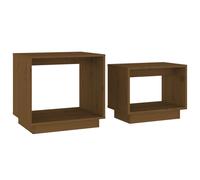 vidaXL Tables basses gigognes 2 pcs Marron miel Bois de pin massif