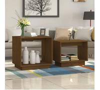 vidaXL Tables basses gigognes 2 pcs Marron miel Bois de pin massif