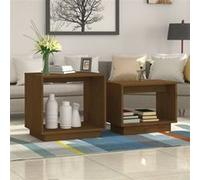 vidaXL Tables basses gigognes 2 pcs Marron miel Bois de pin massif