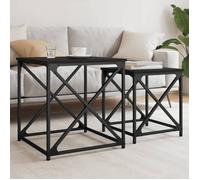 vidaXL Tables basses gigognes Salon/Chambre 3 pièces Chêne fumé Bois d'ingénierie