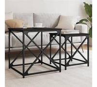 vidaXL Tables basses gigognes Salon/Chambre 3 pièces Chêne fumé Bois d'ingénierie