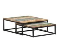 Tables Basses Gigognes 2 pcs Table d'Appoint Table de Canapé Meuble de Salon Salle de Séjour Maison Intérieur Bois de Récupération Massif