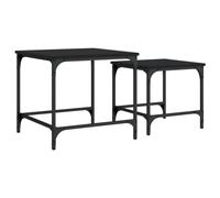 vidaXL Tables Basses Gigognes 2 pcs, Tables d'Appoint, Tables de Chevet, Meubles de Salon Chambre, Industriel, Noir Bois d'Ingénierie